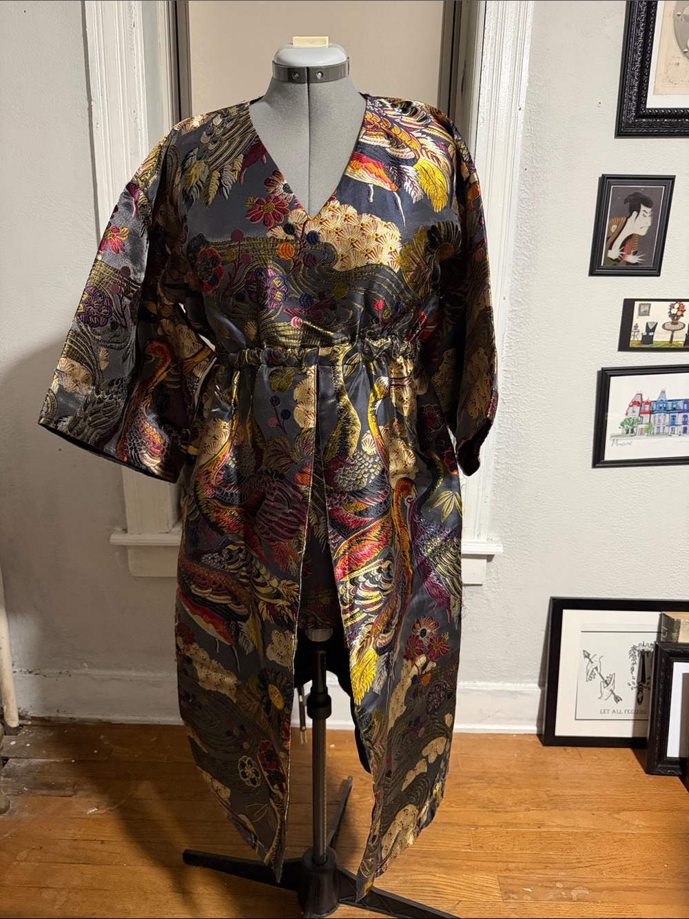 Metallic Floral Kimono Coat in Multicolor